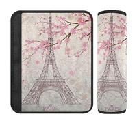 Brpzosi Vintage Eiffel Tower Car Seat Belt Cover Pad for Babies Kids Seatbelt Covers Soft Seat Strap Padding Cushion for Cars Toddler Adult 2 Pack