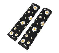 Brpzosi White Yellow Daisy Flower Black Car Seat Belt Cover 2 Pack Seatbelt Strap Shoulder Pad Protector Universal Comfort for Car Bag Men Women Girls Boys