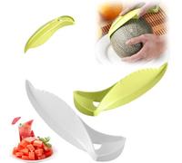 BRRDASJO 2025 New Melon Cutting Tool, Durable Cantaloupe Slicer Cutter Tool,Watermelon Slicer Cutting Tool,Melon Slicer, Easy Grip Handle, Fruit Divider for Kitchen.(Yellow+White)