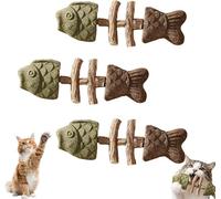 BRRDASJO Natural Cat Dental Toy, Fix Your Cat’s Dental Health, Natural Fishbone Cats Dentals Toy, Interactive Kitten Chew Playthings, for Cats Teeth Cleaning.(3PCS-C)