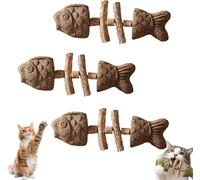 BRRDASJO Natural Cat Dental Toy, Fix Your Cat’s Dental Health, Natural Fishbone Cats Dentals Toy, Interactive Kitten Chew Playthings, for Cats Teeth Cleaning.(3PCS-A)