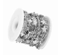 BRRNOO 10 Meters Bead Chain ABS Electroplated Pearl Chain Five Pointed Star Decorative String for DIY Hand Bouquet Wedding Clothing Accessories Golden/Silver (Silver)