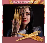 BRRNOO 10 Pack Finger Nail Tip Claw Rings, Ancient Queen Costume Fingertip Claw Nail Rings Decoration Accessory, with Golden and Silver Finish, for Cosplay Drama Dance Show (2)