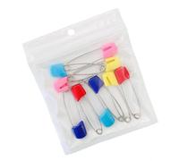 Brrnoo 100 Pcs Baby Safety Pins Cloth Diaper Nappy with Plastic Head Locking Mechanism Stainless Steel for Infant Crafting Laundry (Large)