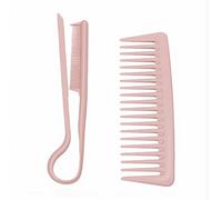 Brrnoo 2 Pcs Hair Straightener Brush Parting Comb Quick Styling Flat Iron Comb with Wide Tooth for Daily Styling and Home Travel Use