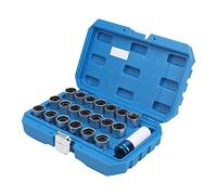 BRRNOO 21 Piece Thief Wheel Lug Nut Key Stud Remover Tool Set with Toolbox 20 Locking Keys CR MO Socket for Vehicle Security