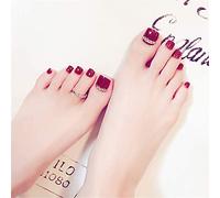 Brrnoo 24Pcs Flower Pattern False Nail Tips Red Plastic Press On Nails with Glue for Nail Art Decorations (Normal quality)