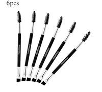 BRRNOO 6 Pack Eyebrow Brushes Double Head Spiral Eyelash Comb Angled Brow Brush with Soft Fiber Bristles Wooden Handle for Makeup Application