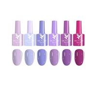 BRRNOO 6pcs Nail Polish Glue, Semi Permanent Colorful Long Lasting Gel for Manicure, with Moist Transparent Shiny Finish