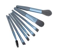 Brrnoo 8 Piece Mini Matte Makeup Brush Set, Travel Size Soft, Dense & Fluffy, Strong Powder Pickup, for Foundation Eyeshadow Blush, Beginner Friendly, Gift Idea, Black (Blue)