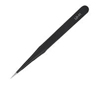 Brrnoo Anti-Static, Stainless Steel Eyelashes Grafting Tweezers Nail Rhinestone Clipper, Ideal for Professional Nail Salons and Home Use (Black Anti-Static Straight Tweezers LD-01)