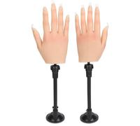 Brrnoo Artificial Nail Tips, Silicone Nail Practice Hand with Suction Cup Stand for Nail Art, Bendable Joints for Novice Practice, Reusable for Many Times, Left and Right Hands