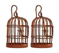 BRRNOO Birdcage Decor, Miniature Metal Bird Cage Rusty Simulation 1:12 Scale Metal Bird Cage 2pcs Dollhouse Iron Birdcage for Dollhouse Accessories