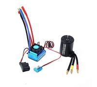 BRRNOO Brushless Motor, Rc Brushless Motor And ESC with 80A ESC Combo Replacement 3650 2300KV for HSP HPI 1:8/1:10 Remote Control And Boat Part (60A)
