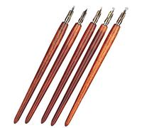 Brrnoo Calligraphy Pen, Calligraphy Pens with Storage Box Wooden Handle Dip Home Office Art Painting Fountain Set Dip Ink for Writing Painting Signing Sketch (Burning thick wooden poles)