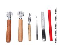 BRRNOO Cardboard Scoring Wheel Box Scoring Tool Box Creasing Tool Resizer 3 Wheels Wooden Handle Stainless Steel Ruler Pencil for Corrugated Cardboard DIY Crafts