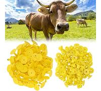 Brrnoo Cattle Ear, Sheep Ear Goat Plastic Identification Card Lost Marker 100pcs for Farm Cattle Sheep Pigs (Yellow without words (100 sets/pack))