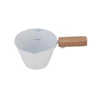 BRRNOO Coffee Measuring Cup with Clear Scale Wooden Handle Stainless