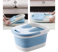 Brrnoo Collapsible Foot Soak Tub, Massaging Rollers, Foldable Spa Soak Tub with Handle Lid for Comfortable Foot Soaking, Fatigue Relief, Safe Material, Anti Slip Bottom (Blue)