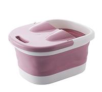 Brrnoo Collapsible Foot Soak Tub, Massaging Rollers, Foldable Spa Soak Tub with Handle Lid for Comfortable Foot Soaking, Fatigue Relief, Safe Material, Anti Slip Bottom (Pink)