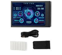 Brrnoo Computer Temp Monitor, PC Case Accessories PC Temperature Display with Your PC and Includes a Stepless Brightness Adjustment Feature 3.5in LCD Computer Temp Monitor, IPS Full