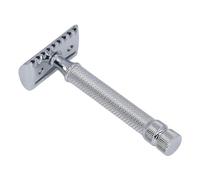 Brrnoo Double Beard Trimmer, Washable Zinc Alloy Manual Clipper Handle for Home Salon Men Use Silver, Metal Safety Trimmer Tool Only Need to Replace the Refill Cutter for Use, Making
