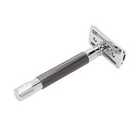 Brrnoo Double Safety, Vintage Diamond Knurled Handle, Heavy Duty Alloy, Twist to Open Head, Extended Ergonomic Grip, Fully Washable, Smooth Close Shave, for Men (Silver Black)