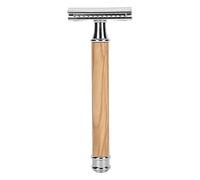 Brrnoo Double Sided Manual Wooden Handle Close Fitting Shaving Knife (Silver)