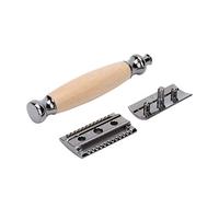 Brrnoo Double with Wood Handle, Beard Shaving and Body Grooming (Black)