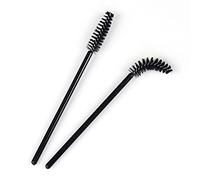 BRRNOO Eyelash Brush Set Disposable Mini Spiral Flexible Makeup Eyelash Brushes for Extensions 50pcs Artificial Fiber Plastic Brushes for Professional and Home Use (Black)