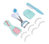 Brrnoo Eyelash Curler Set,Wide Angle Curl, No Pinch, Long Lasting, Ergonomic Spring Handle, Reinforced ABS, 3 Curlers 1 Eyebrow 6 Replacement Pads, for Women Beginners, Travel (Green Box Set)