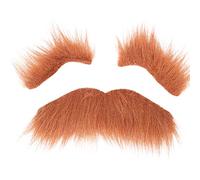 Brrnoo False Beard Eyebrow Set, Self-Adhesive Mustache Eyebrows, Easy to Use & Reusable, Brown, for Festivals, Carnivals, Birthdays, KTV, Halloween, Decorative Crafts
