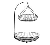 Brrnoo Fruit Basket Bowl Metal Fruit Basket Bowl Wire Iron Holder 2 Tier Detachable Vegetable Storage Banana Hanger with Metal Frame for Kitchen Countertop Tea