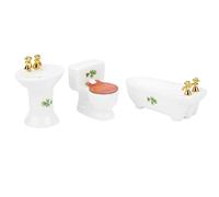 Brrnoo Furniture For Dollhouse, Bathroom Set 1/24 Dollhouse Bathroom Set 3Pcs Porcelain Furniture Simulation Ceramic Bathtub Toilet Kit (4 Leaf)