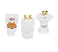 Brrnoo Furniture For Dollhouse, Bathroom Set 1/24 Dollhouse Bathroom Set 3Pcs Porcelain Furniture Simulation Ceramic Bathtub Toilet Kit (Rose)