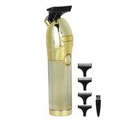 Brrnoo Gold Electric Hair Clipper, Cordless Rechargeable Lithium 2000mAh, T Blade Rounded Safety Tips, Water Proof Detachable Blade, 4 Guide Combs, Men S Haircut Trimmer for Home (Gold)