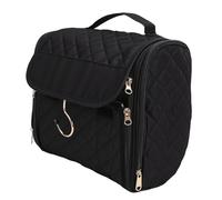 Brrnoo Hanging Toiletry Bag, Large Cosmetic Travel Organizer with 3 Clear Compartments and Proof PVC Section, for Makeup Brushes Toiletries Accessories (Black)