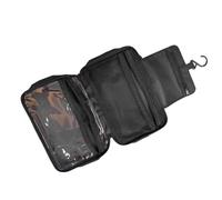 Brrnoo Hanging Toiletry Bag Travel Cosmetic Bag Organizer with 3 Part Foldable Design Dry Wet Sections for Women Men Travel Accessories 5-7 Day Trip (Black)