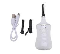 BRRNOO Heated Eyelash Curler, 3 Temperature Modes with 3 Replacement Brush Head, Memory Function, Indicator Light, 3 Thermal Levels, Portable Rechargeable, Electric Eyelash Curler for (White)