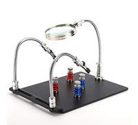BRRNOO Helping Hands Soldering, Third Hand Soldering Tool Station with 3X LED Magnifying Lamp Magnetic Circuit PCB Clamp Board Holder Flexible Arms for Station