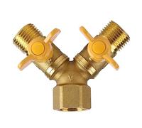 Brrnoo Hose Splitter, Water Hose Splitter Brass Standard G1/2 2 Way Heavy Duty Home or Industrial Use