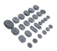 Brrnoo Hot Stone Massage Set Heated Massage Stones Basalt Stones 27pcs Microporous Essential Oil Absorption Polished Edges for SPA Salon Body Center