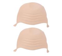 BRRNOO Latex Bald Cap Elastic Bald Head Wig Cap for Cosplay Halloween Costume Kids Teens Adults 2 Pack (Skin Color)