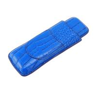 Brrnoo Leather Cigar Case Holder Portable Wear Proof Vintage Humidor 2 Cigars Case Gift Men (Blue)