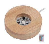 Brrnoo LED Display Base Oak Remote Controlled Color Changing Light for Spherical, Rectangular, Curved Objects Crystal Glass Decoration