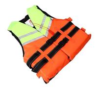 BRRNOO Life Jacket, Adults Life Vest with Whistle, Orange Splicing Style, Suitable for Adults & Children, Stable Buoyancy & Life Saving Support
