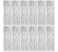 Brrnoo Metallic Fringe Curtain, 1x2m Silver Glitter Backdrop for Stage