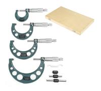 BRRNOO Micrometer, Outside Micrometer Set Set Thickness Measuring Calipers with Box/Cover 4pcs 0-100mm Outside Calipers with Box/Cover