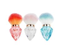 BRRNOO Nail Art Dusting Brush 3PCS Set Ultra Soft Washable Nail Dust Brush Makeup Powder with Gradient Fluffy Head for Salon DIY Manicure Cleaning (Orange Pink Blue)