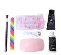 Brrnoo Nail Art Tools Set with Extension Glue Builder File Nail Tips USB Dryer Lamp for Manicure Extension Enhancement Kit (Transparent)